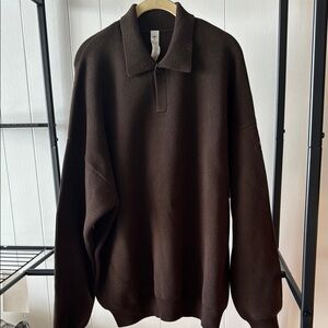 ALO Yoga Brown Crew Neck Sweater Relaxed Fit